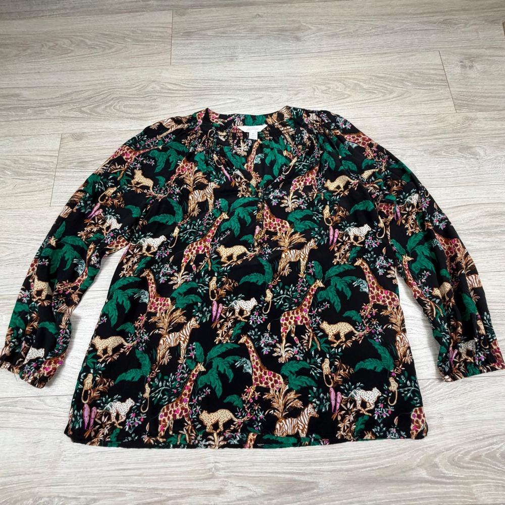 Lilly Pulitzer Elsa Silk Top Multi Dancing in the Moonligh Size XL